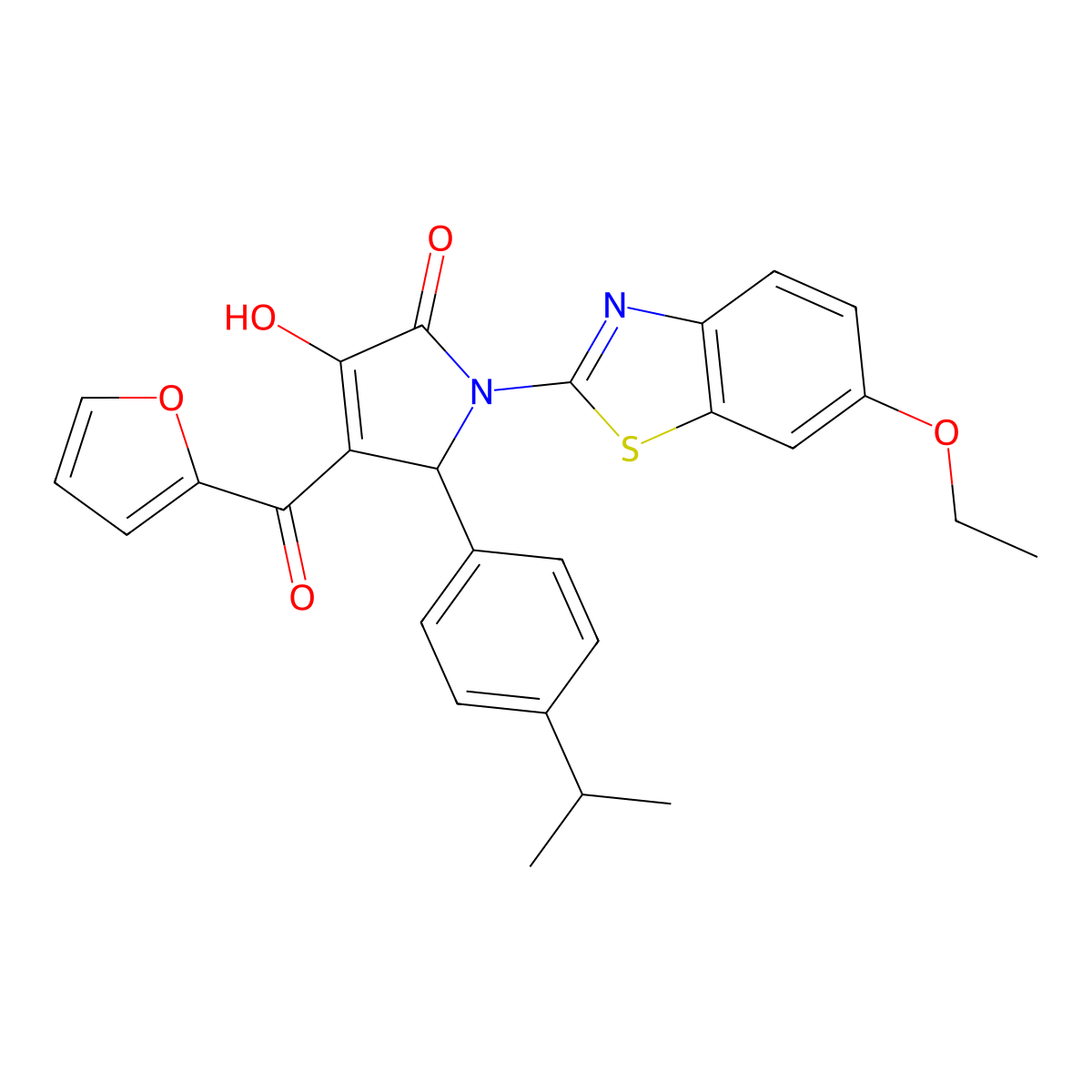 1-(6-Ethoxybenzothiazol-2-yl)-4-(2-furylcarbonyl)-3-hydroxy-5-[4-(methylethyl) phenyl]-3-pyrrolin-2-one molecular structure, CAS 514192-06-4