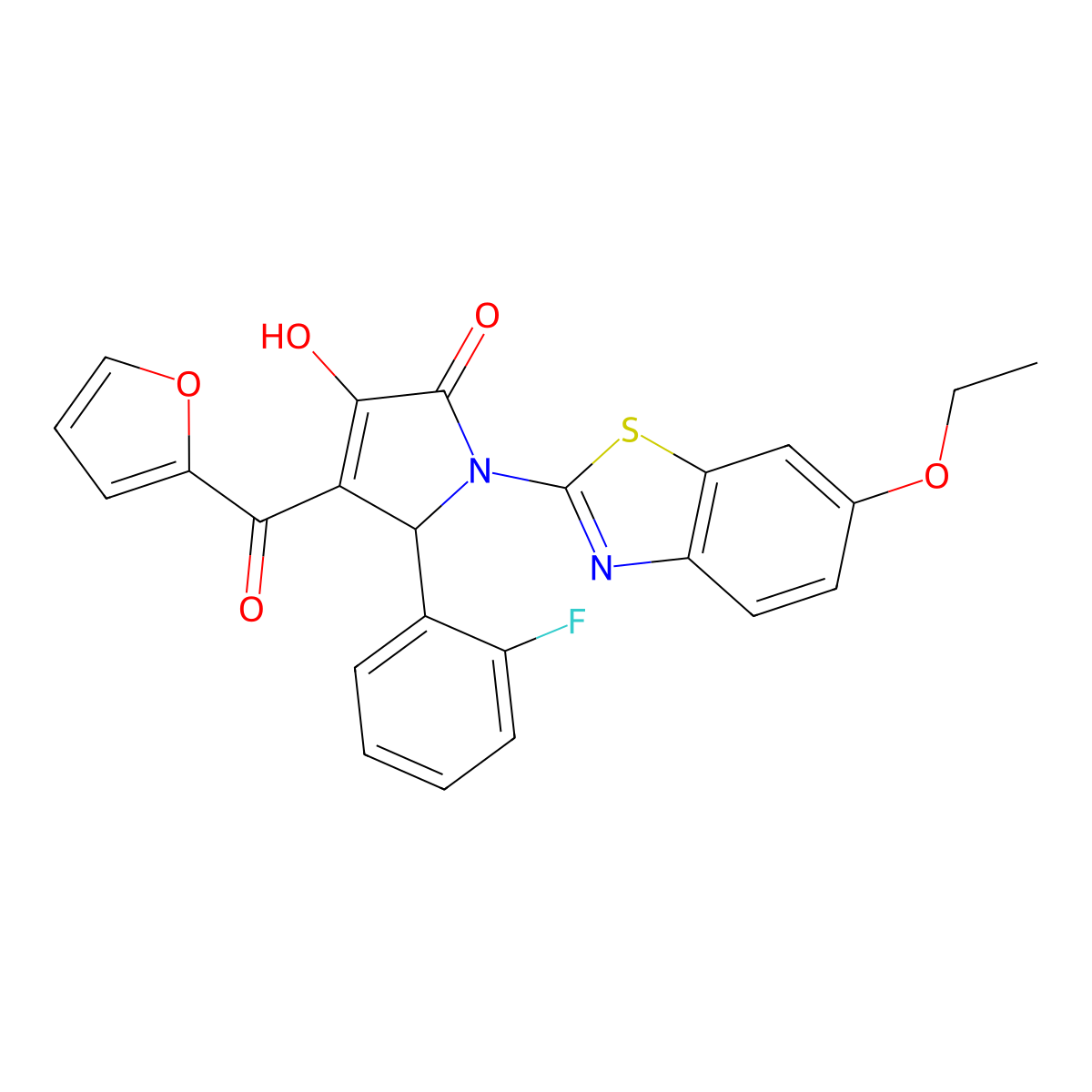 1-(6-Ethoxybenzothiazol-2-yl)-5-(2-fluorophenyl)-4-(2-furylcarbonyl)-3-hydroxy-3-pyrrolin-2-one molecular structure, CAS 514192-08-6