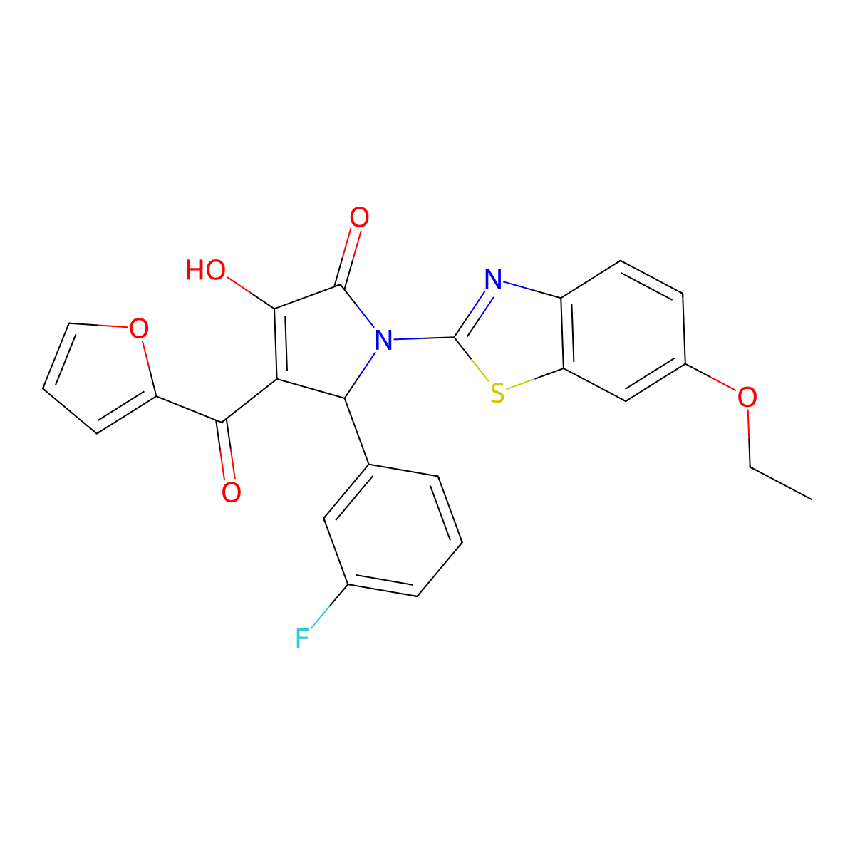 1-(6-Ethoxybenzothiazol-2-yl)-5-(3-fluorophenyl)-4-(2-furylcarbonyl)-3-hydroxy-3-pyrrolin-2-one molecular structure, CAS 514192-09-7