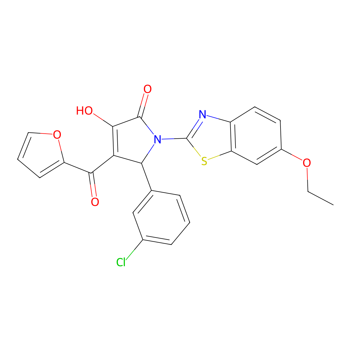 5-(3-Chlorophenyl)-1-(6-ethoxybenzothiazol-2-yl)-4-(2-furylcarbonyl)-3-hydroxy-3-pyrrolin-2-one molecular structure, CAS 514192-11-1