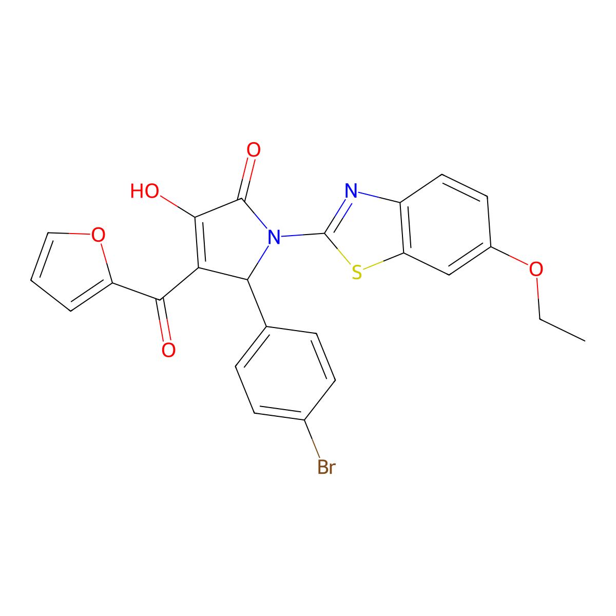 5-(4-Bromophenyl)-1-(6-ethoxybenzothiazol-2-yl)-4-(2-furylcarbonyl)-3-hydroxy-3-pyrrolin-2-one molecular structure, CAS 514192-14-4