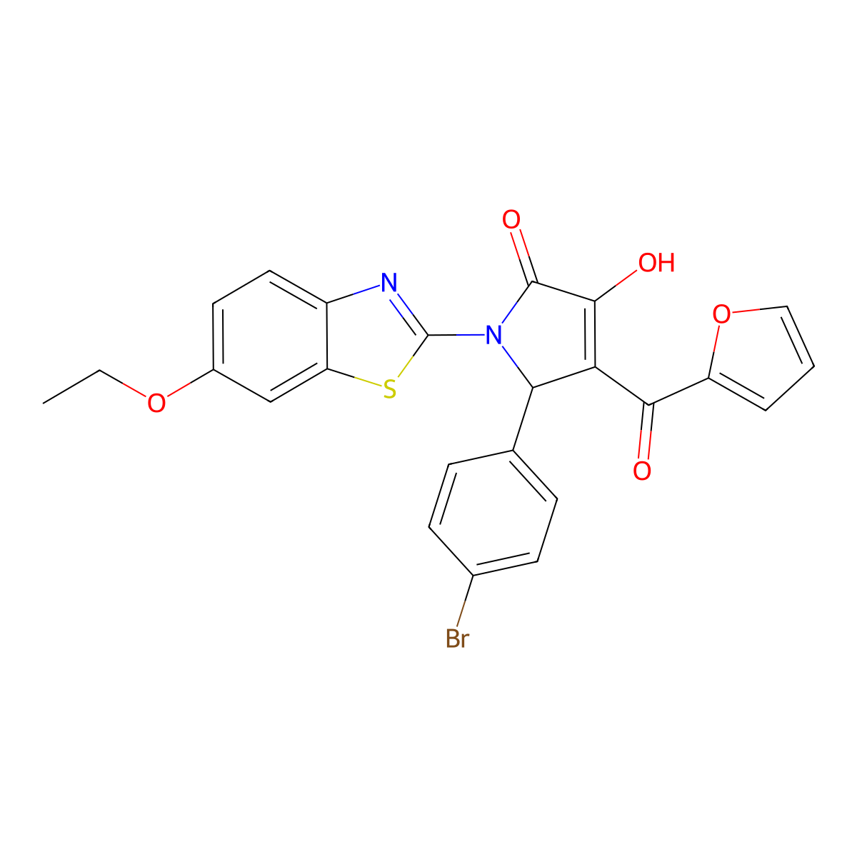 5-(4-Bromophenyl)-1-(6-ethoxybenzothiazol-2-yl)-4-(2-furylcarbonyl)-3-hydroxy-3-pyrrolin-2-one molecular structure, CAS 514192-14-4
