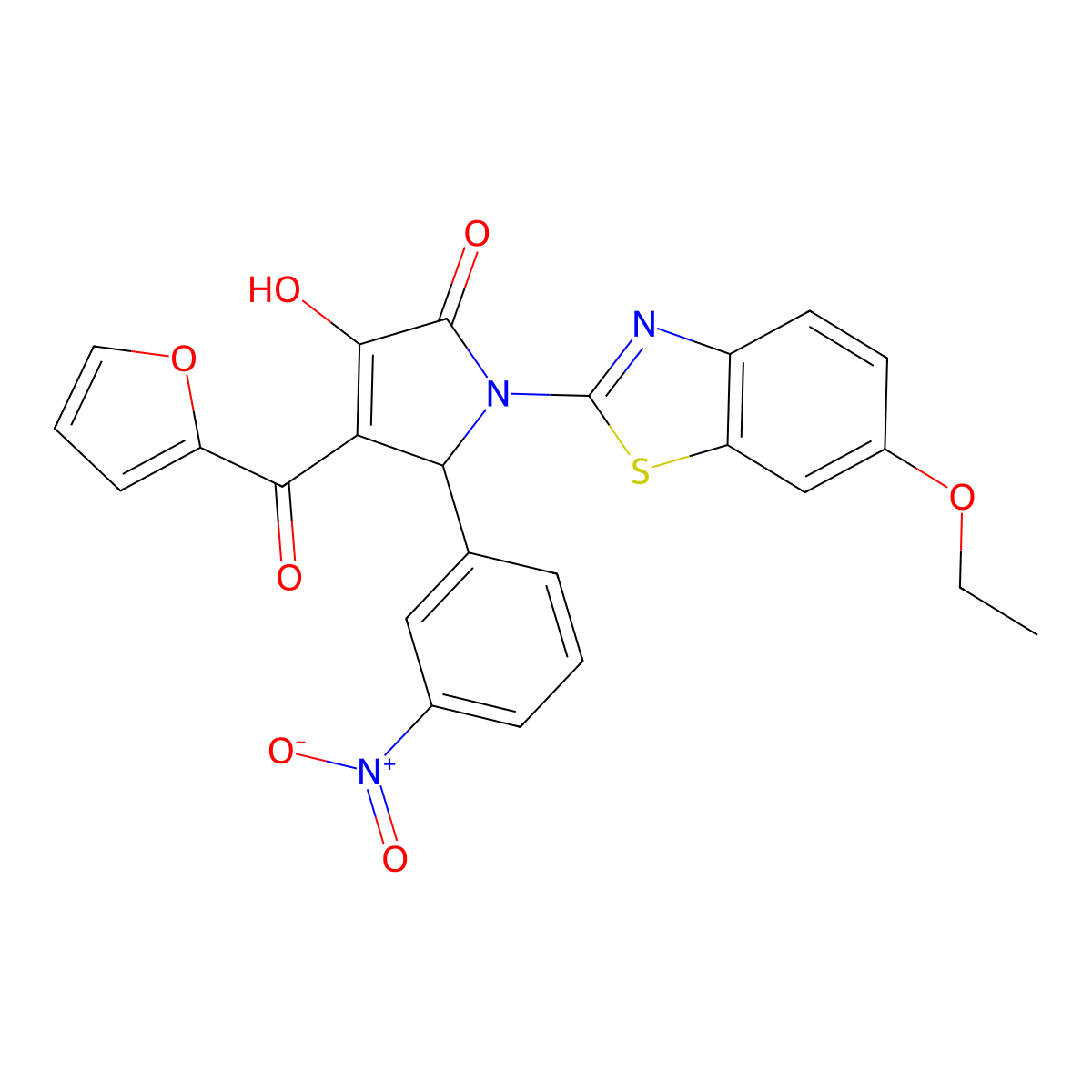 1-(6-ethoxybenzo[d]thiazol-2-yl)-4-(furan-2-carbonyl)-3-hydroxy-5-(3-nitrophenyl)-1H-pyrrol-2(5H)-one molecular structure, CAS 514192-15-5