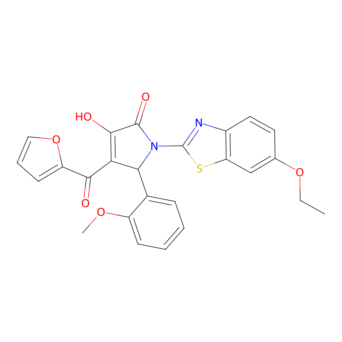 1-(6-Ethoxybenzothiazol-2-yl)-4-(2-furylcarbonyl)-3-hydroxy-5-(2-methoxyphenyl)-3-pyrrolin-2-one molecular structure, CAS 514192-17-7