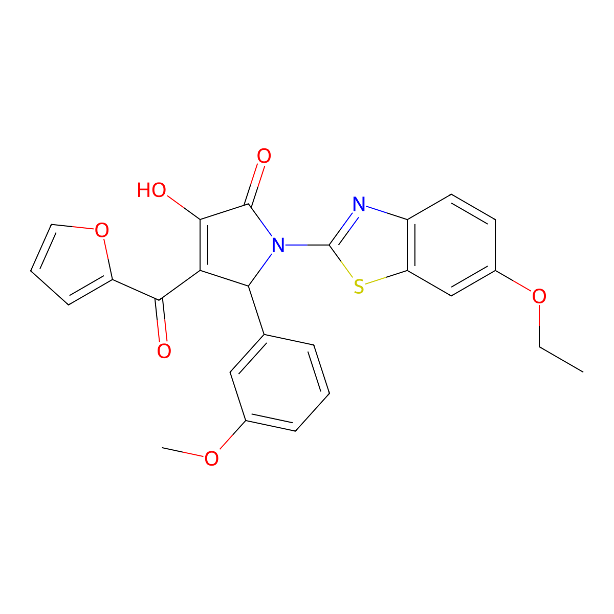 1-(6-Ethoxybenzothiazol-2-yl)-4-(2-furylcarbonyl)-3-hydroxy-5-(3-methoxyphenyl)-3-pyrrolin-2-one molecular structure, CAS 514192-18-8