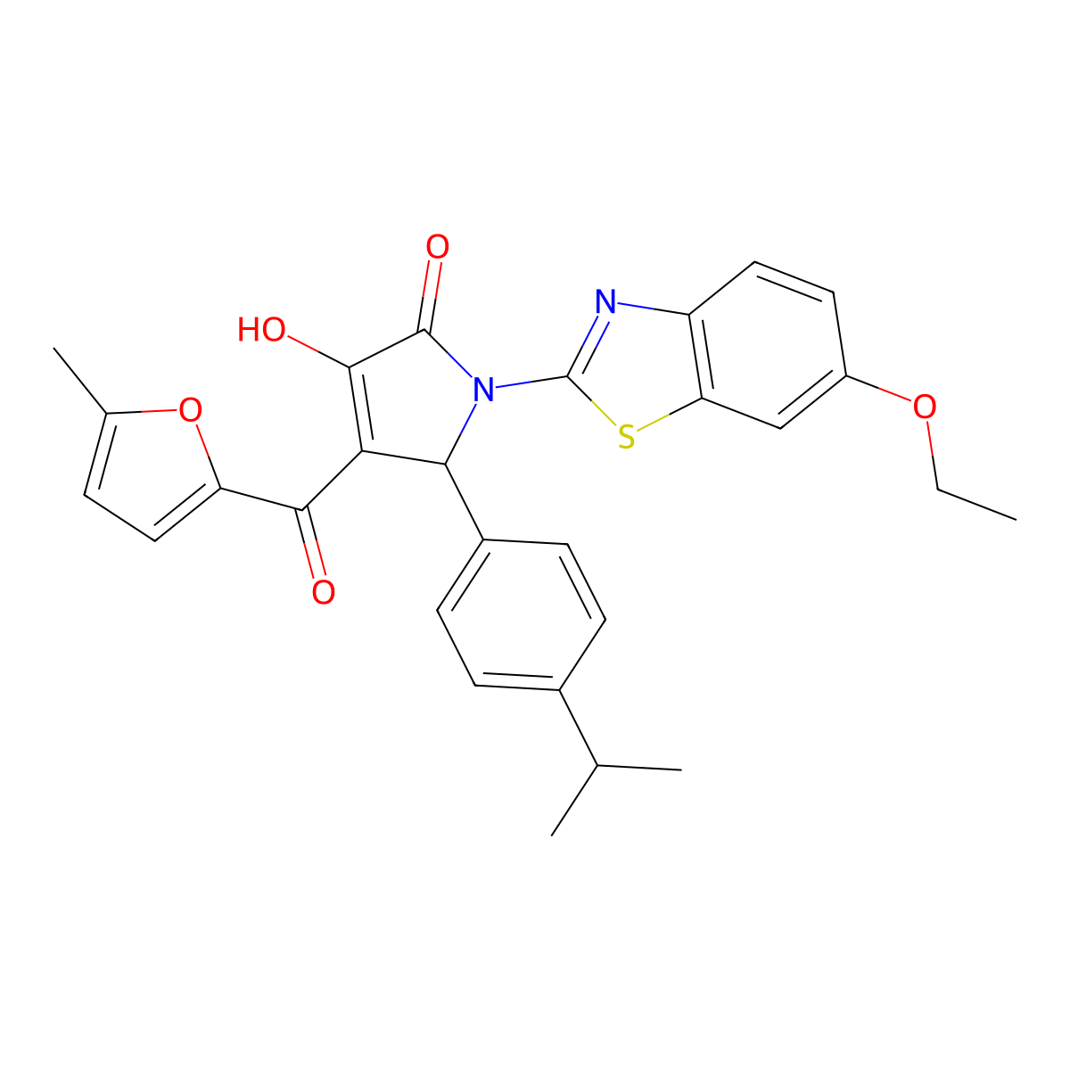 (4E)-1-(6-ethoxy-1,3-benzothiazol-2-yl)-4-[hydroxy(5-methylfuran-2-yl)methylidene]-5-[4-(propan-2-yl)phenyl]pyrrolidine-2,3-dione molecular structure, CAS 514192-28-0