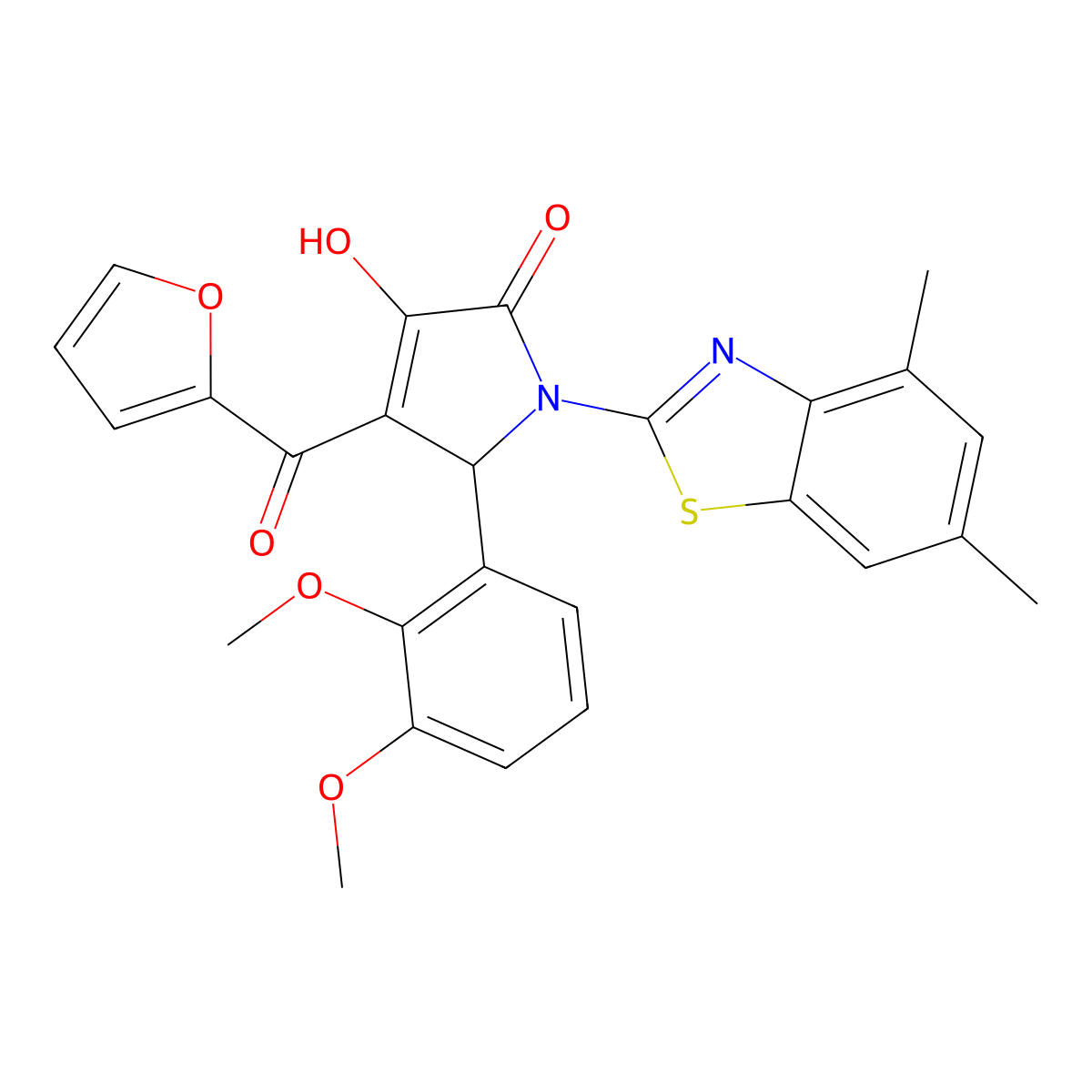 5-(2,3-Dimethoxyphenyl)-1-(4,6-dimethylbenzothiazol-2-yl)-4-(2-furylcarbonyl)-3-hydroxy-3-pyrrolin-2-one molecular structure, CAS 514194-76-4