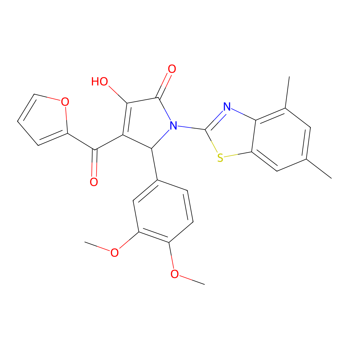 5-(3,4-Dimethoxyphenyl)-1-(4,6-dimethylbenzothiazol-2-yl)-4-(2-furylcarbonyl)-3-hydroxy-3-pyrrolin-2-one molecular structure, CAS 514194-77-5