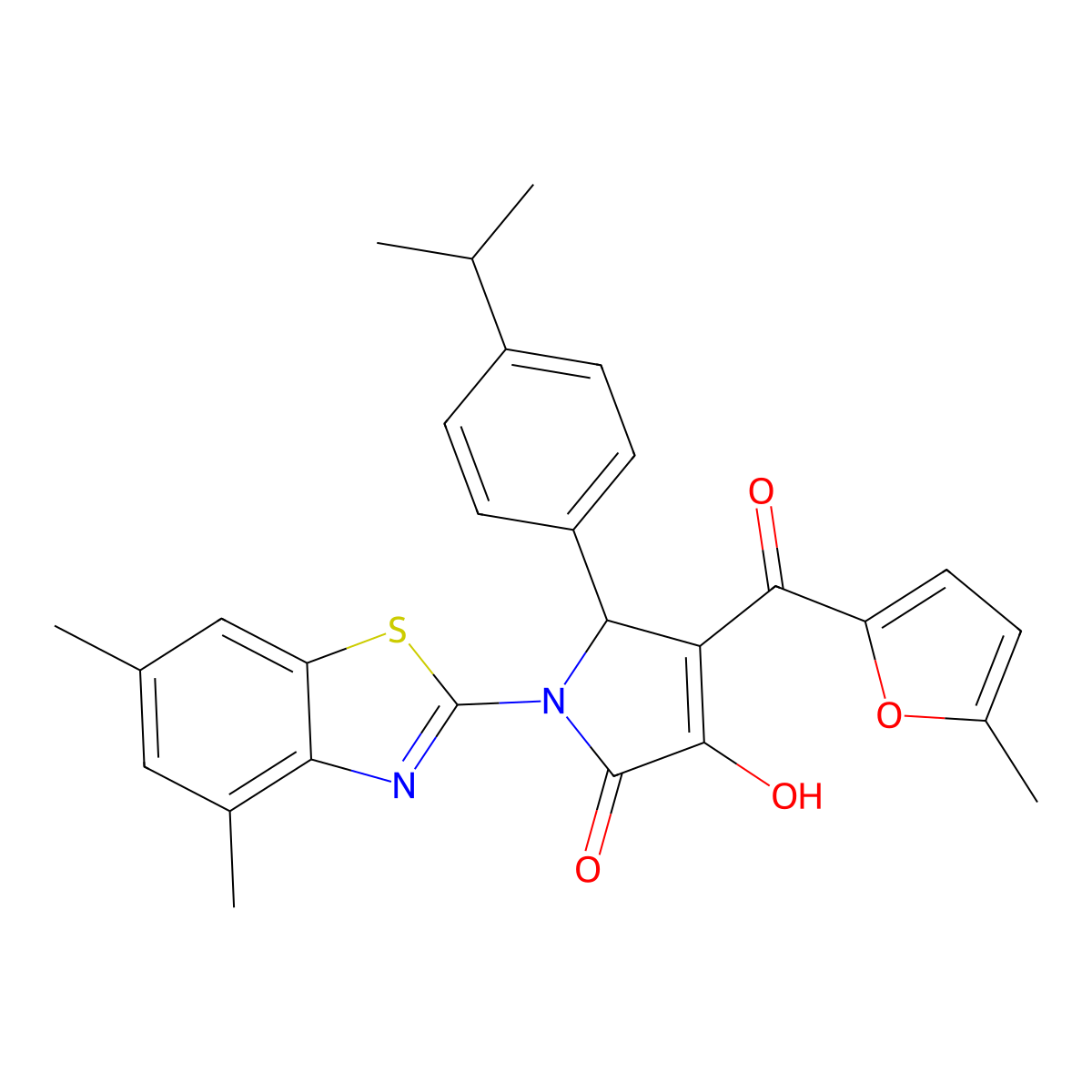 (4E)-1-(4,6-dimethyl-1,3-benzothiazol-2-yl)-4-[hydroxy(5-methylfuran-2-yl)methylidene]-5-[4-(propan-2-yl)phenyl]pyrrolidine-2,3-dione molecular structure, CAS 514194-84-4