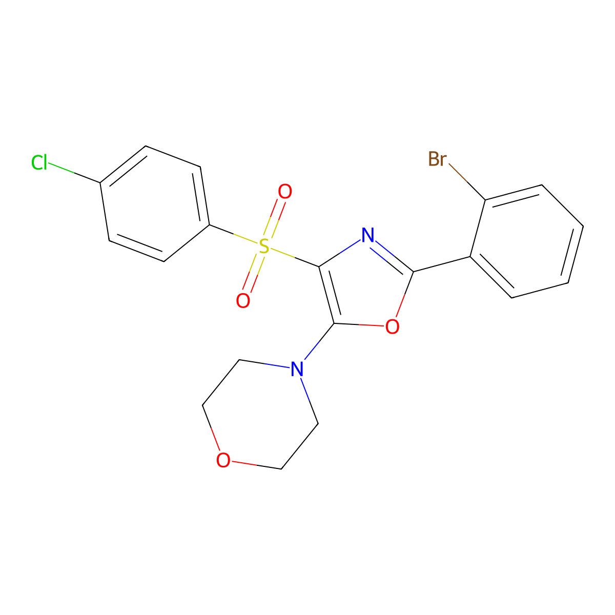 4-[2-(2-Bromophenyl)-4-(4-chlorophenyl)sulfonyl-1,3-oxazol-5-yl]morpholine molecular structure, CAS 514197-53-6