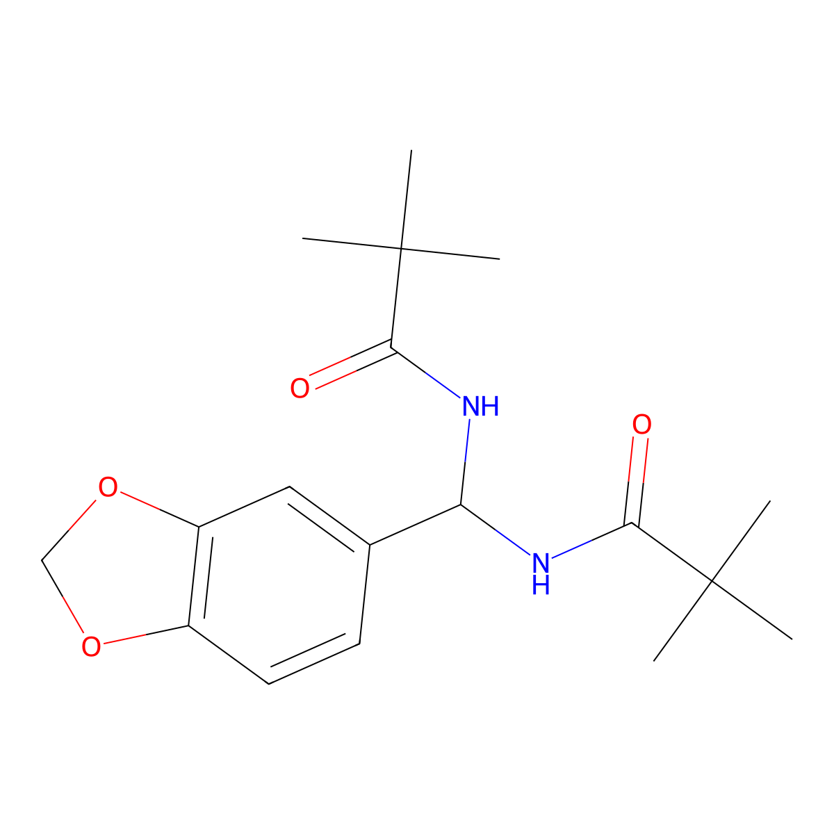 N-{1,3-benzodioxol-5-yl[(2,2-dimethylpropanoyl)amino]methyl}-2,2-dimethylpropanamide molecular structure, CAS 514197-89-8