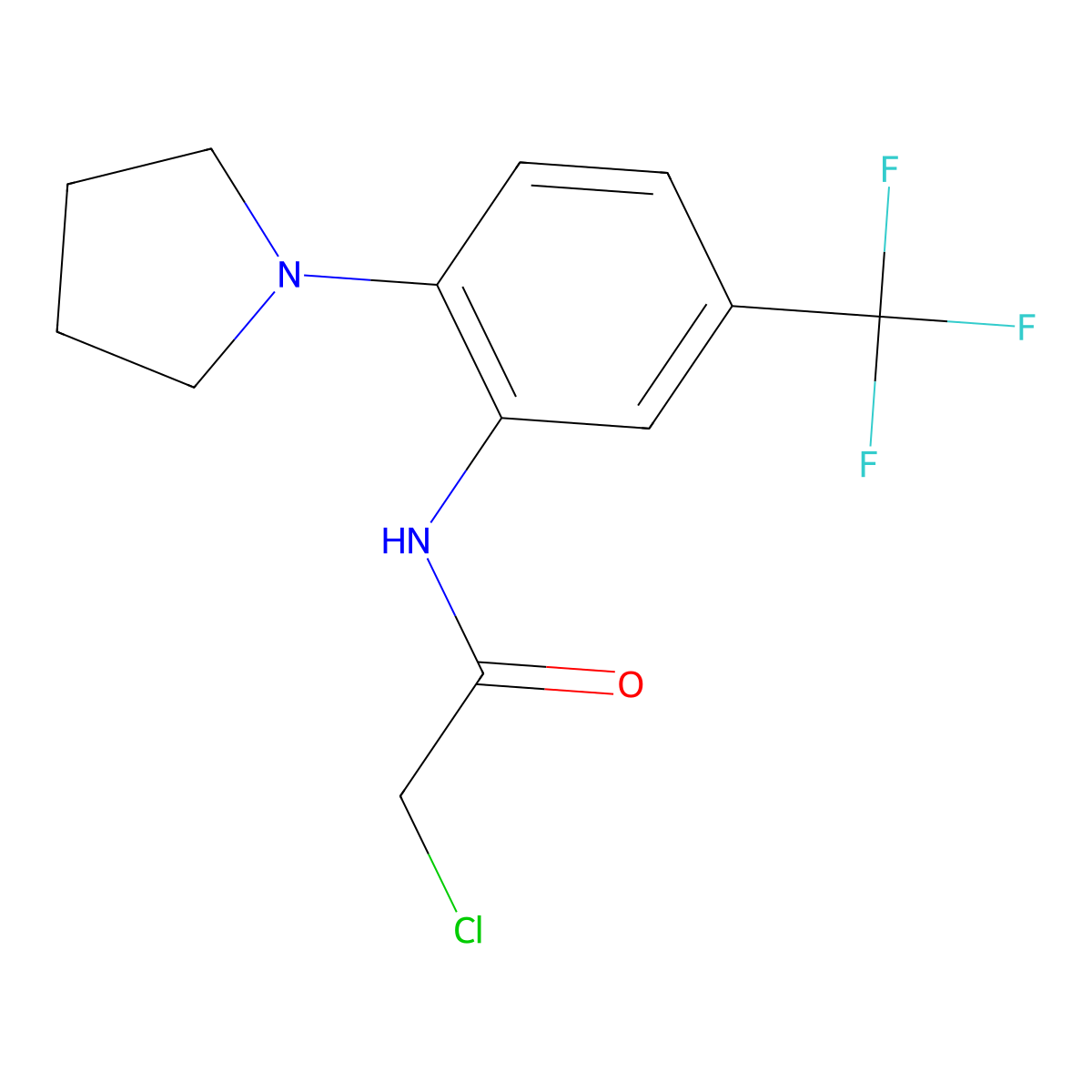 2-chloro-N-[2-(pyrrolidin-1-yl)-5-(trifluoromethyl)phenyl]acetamide molecular structure, CAS 514198-26-6
