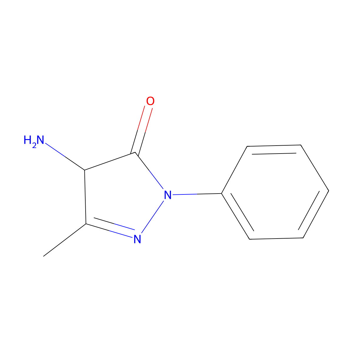 4-Amino-3-methyl-1-phenyl-1H-pyrazol-5(4H)-one molecular structure, CAS 5142-72-3