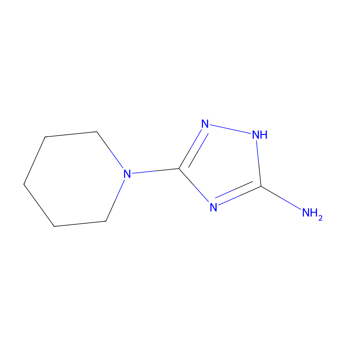 5-(1-Piperidinyl)-1H-1,2,4-triazol-3-amine molecular structure, CAS 51420-45-2