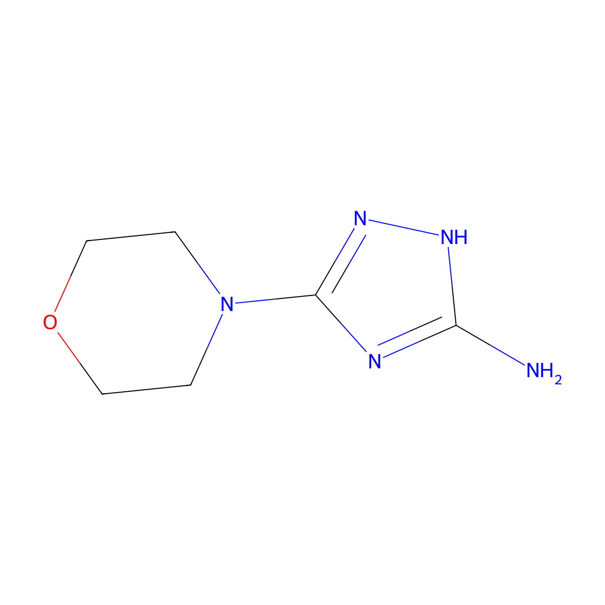3-morpholin-4-yl-1H-1,2,4-triazol-5-amine molecular structure, CAS 51420-46-3