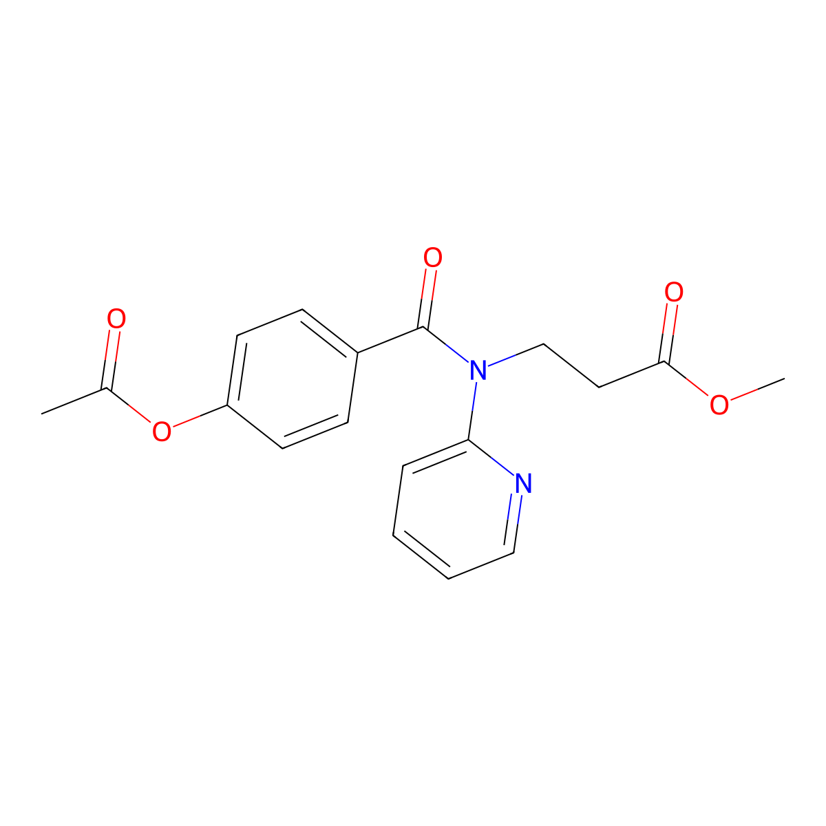 Methyl 3-[(4-acetyloxybenzoyl)-pyridin-2-ylamino]propanoate molecular structure, CAS 514201-25-3
