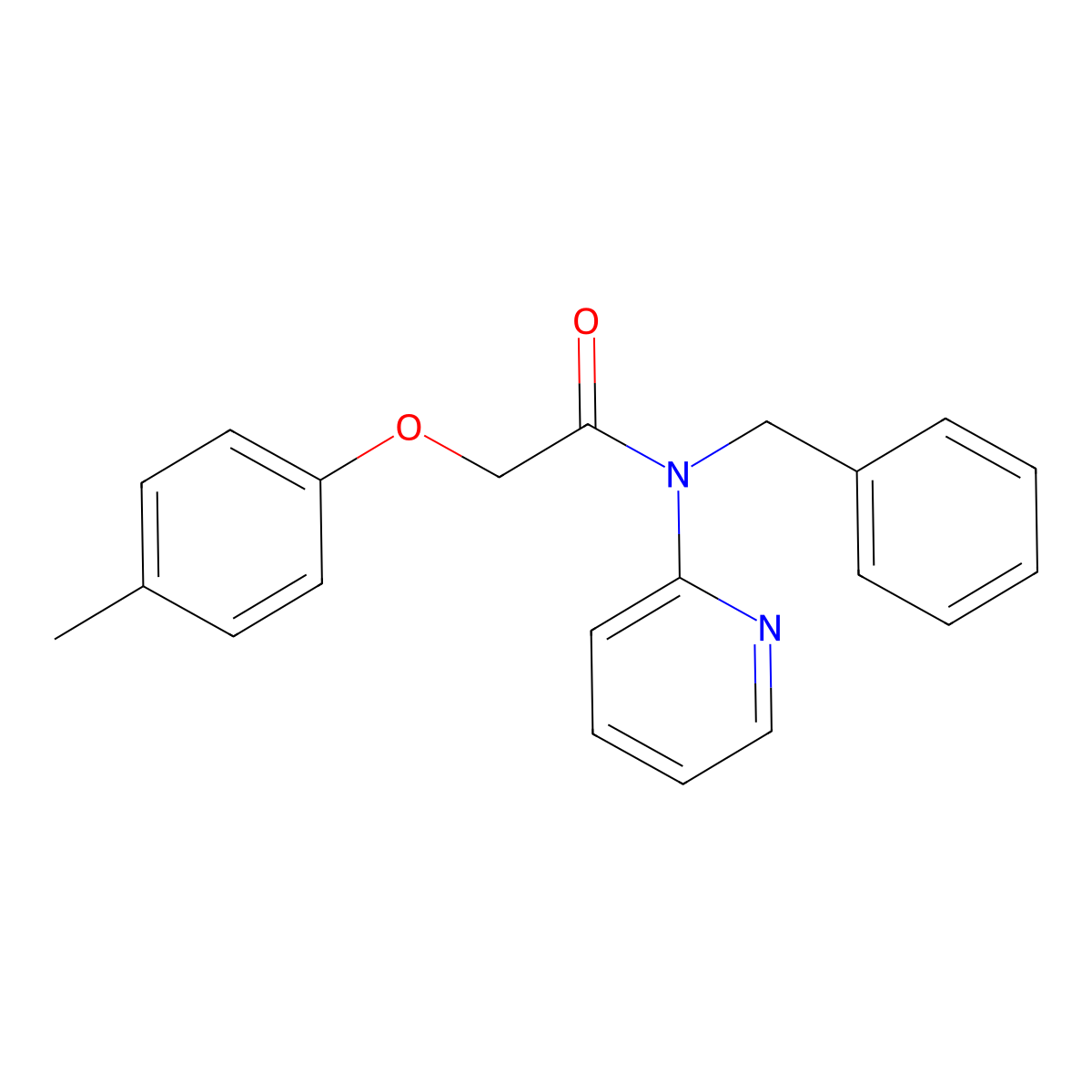 N-benzyl-2-(4-methylphenoxy)-N-pyridin-2-ylacetamide molecular structure, CAS 514201-27-5