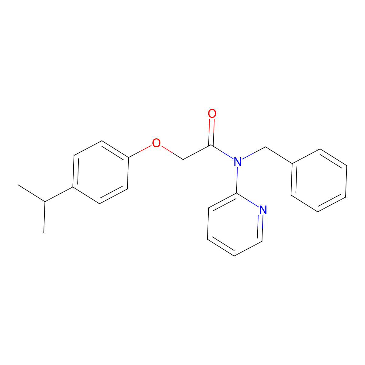 N-benzyl-2-[4-(propan-2-yl)phenoxy]-N-(pyridin-2-yl)acetamide molecular structure, CAS 514201-28-6