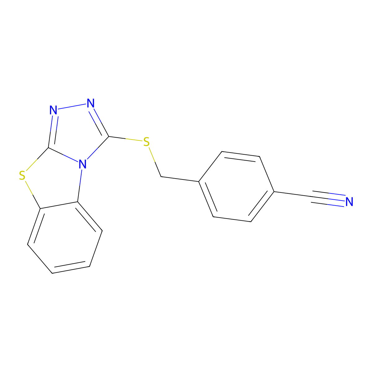 4-([1,2,4]Triazolo[3,4-b][1,3]benzothiazol-1-ylsulfanylmethyl)benzonitrile molecular structure, CAS 514202-22-3