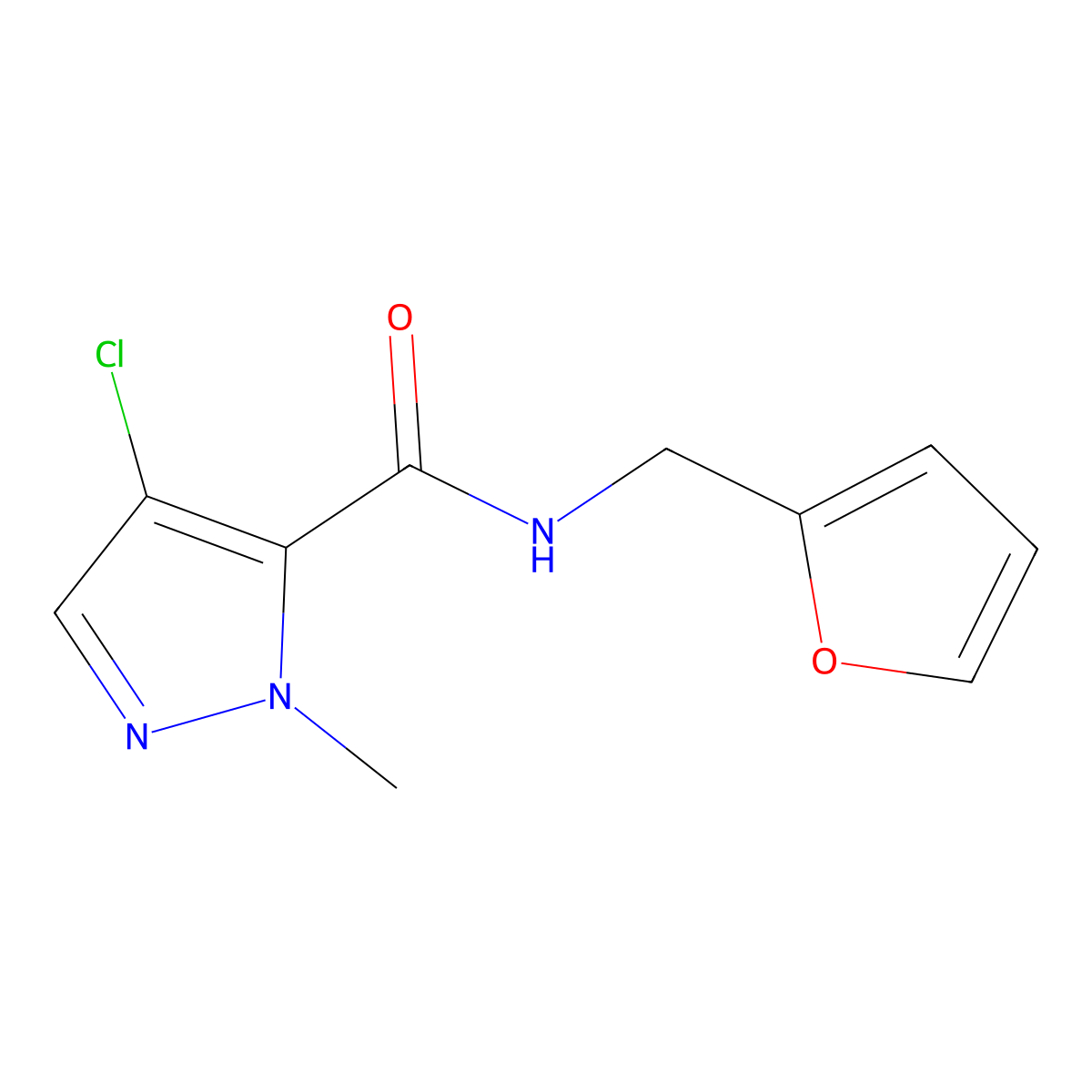 4-chloro-N-(furan-2-ylmethyl)-2-methylpyrazole-3-carboxamide molecular structure, CAS 514217-37-9