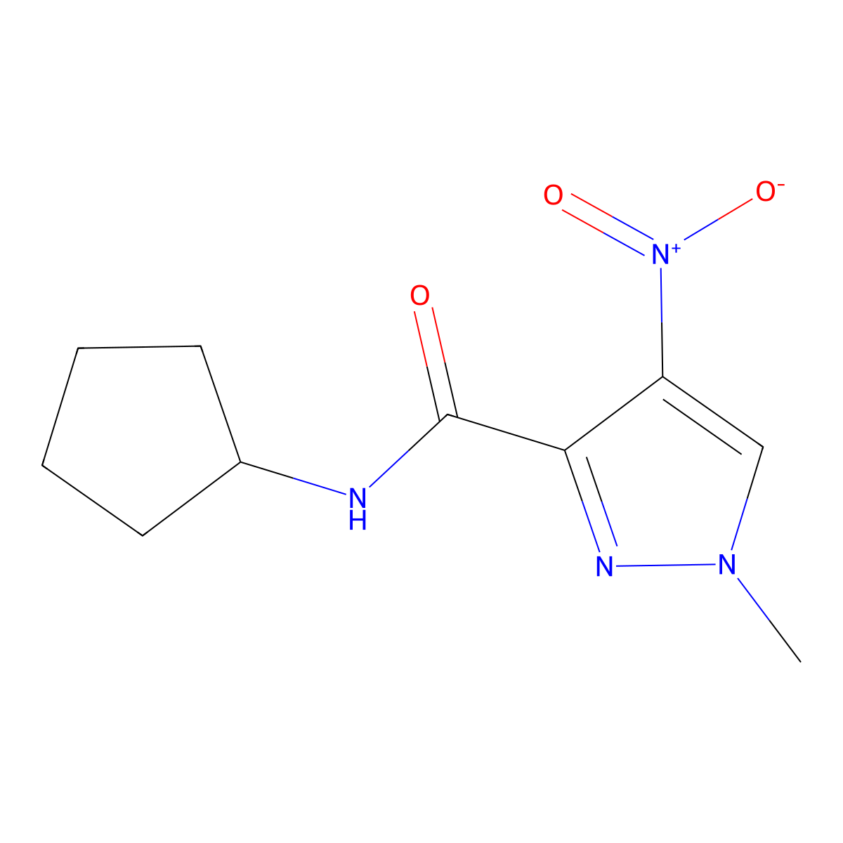 N-cyclopentyl-1-methyl-4-nitropyrazole-3-carboxamide molecular structure, CAS 514217-41-5