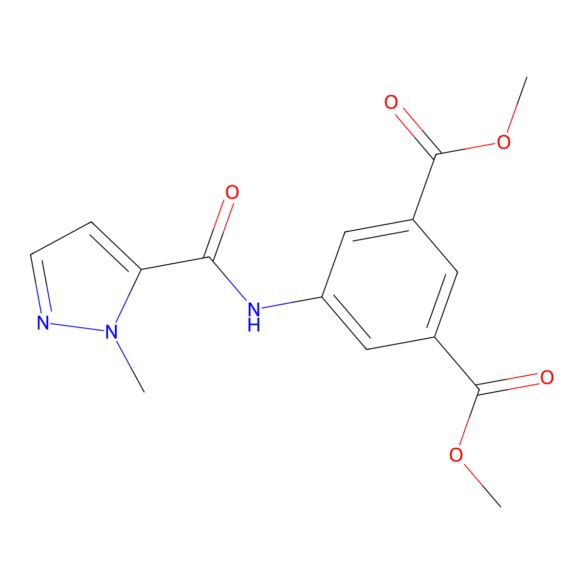 dimethyl 5-{[(1-methyl-1H-pyrazol-5-yl)carbonyl]amino}isophthalate molecular structure, CAS 514217-46-0