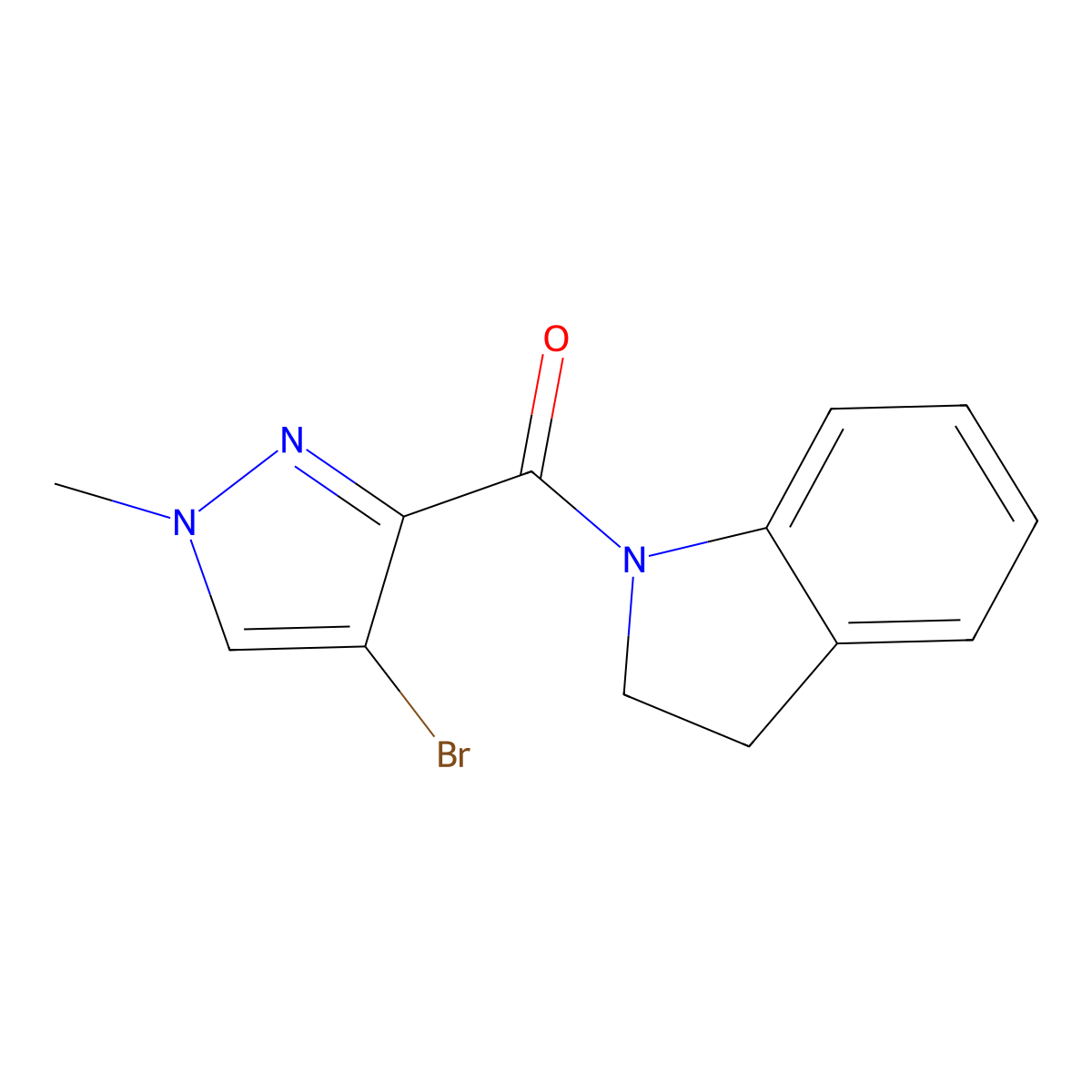 1-[(4-bromo-1-methyl-1H-pyrazol-3-yl)carbonyl]indoline molecular structure, CAS 514217-47-1