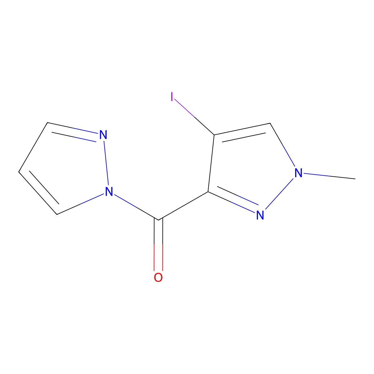 (4-Iodo-1-methylpyrazol-3-yl)-pyrazol-1-ylmethanone molecular structure, CAS 514217-48-2