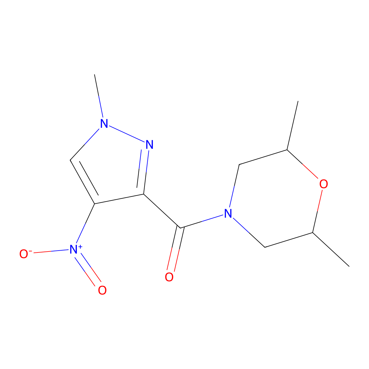 4-({4-nitro-1-methyl-1H-pyrazol-3-yl}carbonyl)-2,6-dimethylmorpholine molecular structure, CAS 514217-57-3