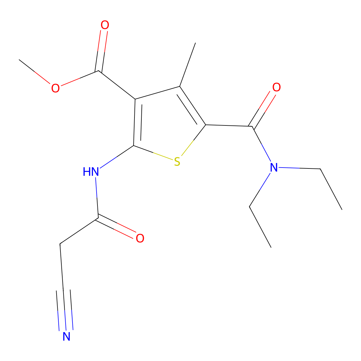 Methyl 2-[(cyanoacetyl)amino]-5-[(diethylamino)carbonyl]-4-methylthiophene-3-carboxylate molecular structure, CAS 514218-43-0