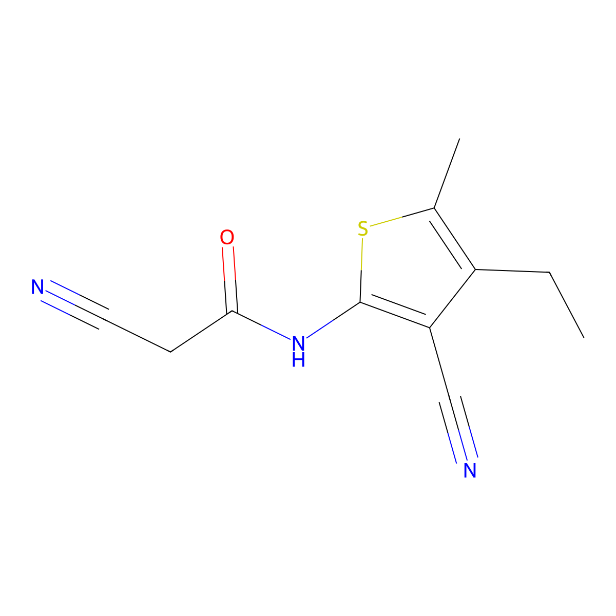 2-cyano-N-(3-cyano-4-ethyl-5-methylthiophen-2-yl)acetamide molecular structure, CAS 514218-51-0