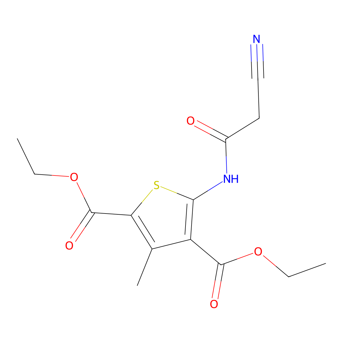 Diethyl 5-[(cyanoacetyl)amino]-3-methylthiophene-2,4-dicarboxylate molecular structure, CAS 514218-53-2