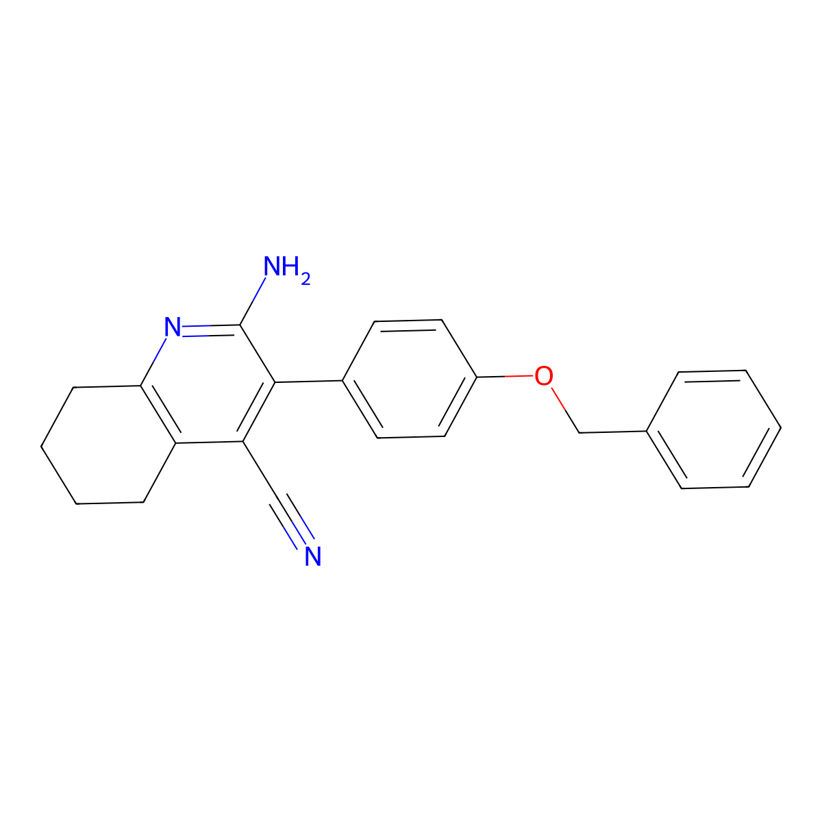4-Quinolinecarbonitrile, 2-amino-5,6,7,8-tetrahydro-3-[4-(phenylmethoxy)phenyl]- molecular structure, CAS 514218-59-8
