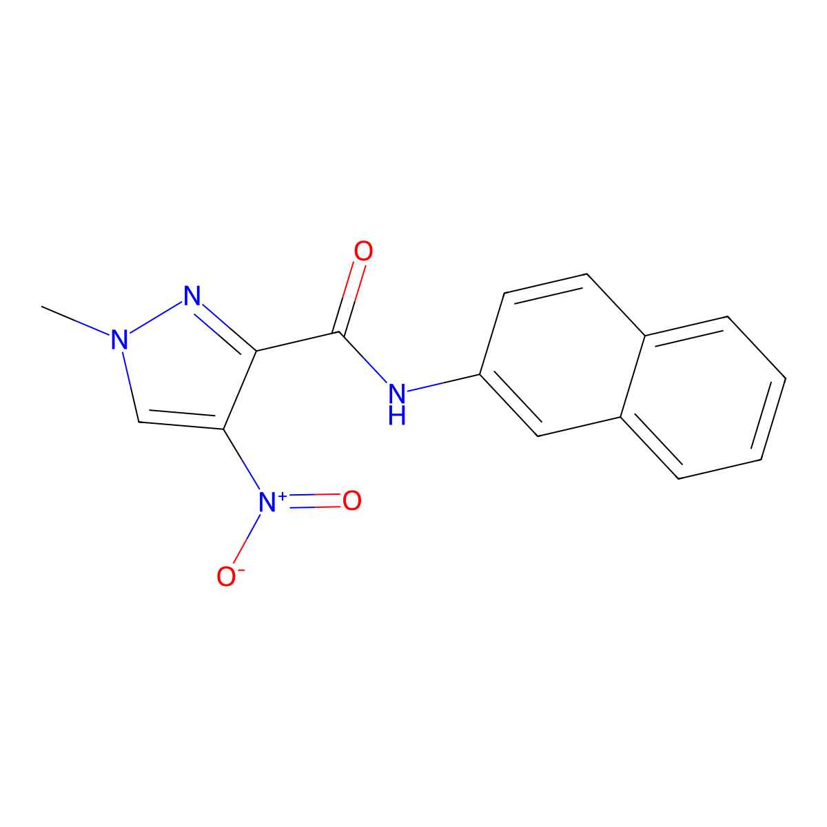 1-methyl-N-naphthalen-2-yl-4-nitropyrazole-3-carboxamide molecular structure, CAS 514218-87-2