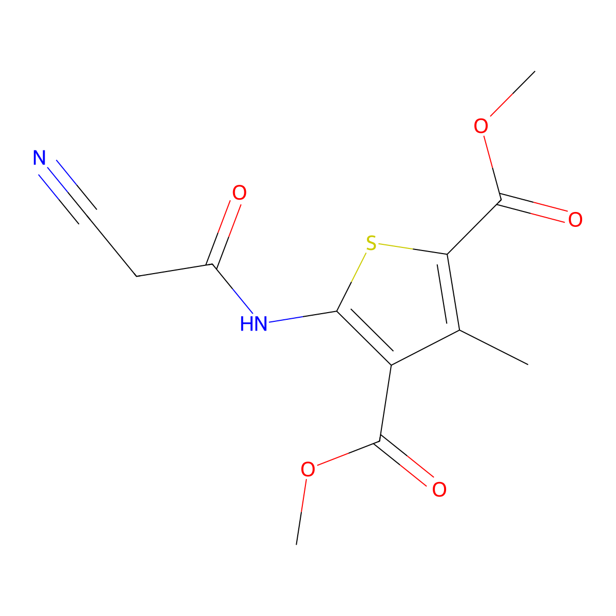 Dimethyl 5-[(cyanoacetyl)amino]-3-methylthiophene-2,4-dicarboxylate molecular structure, CAS 514219-45-5