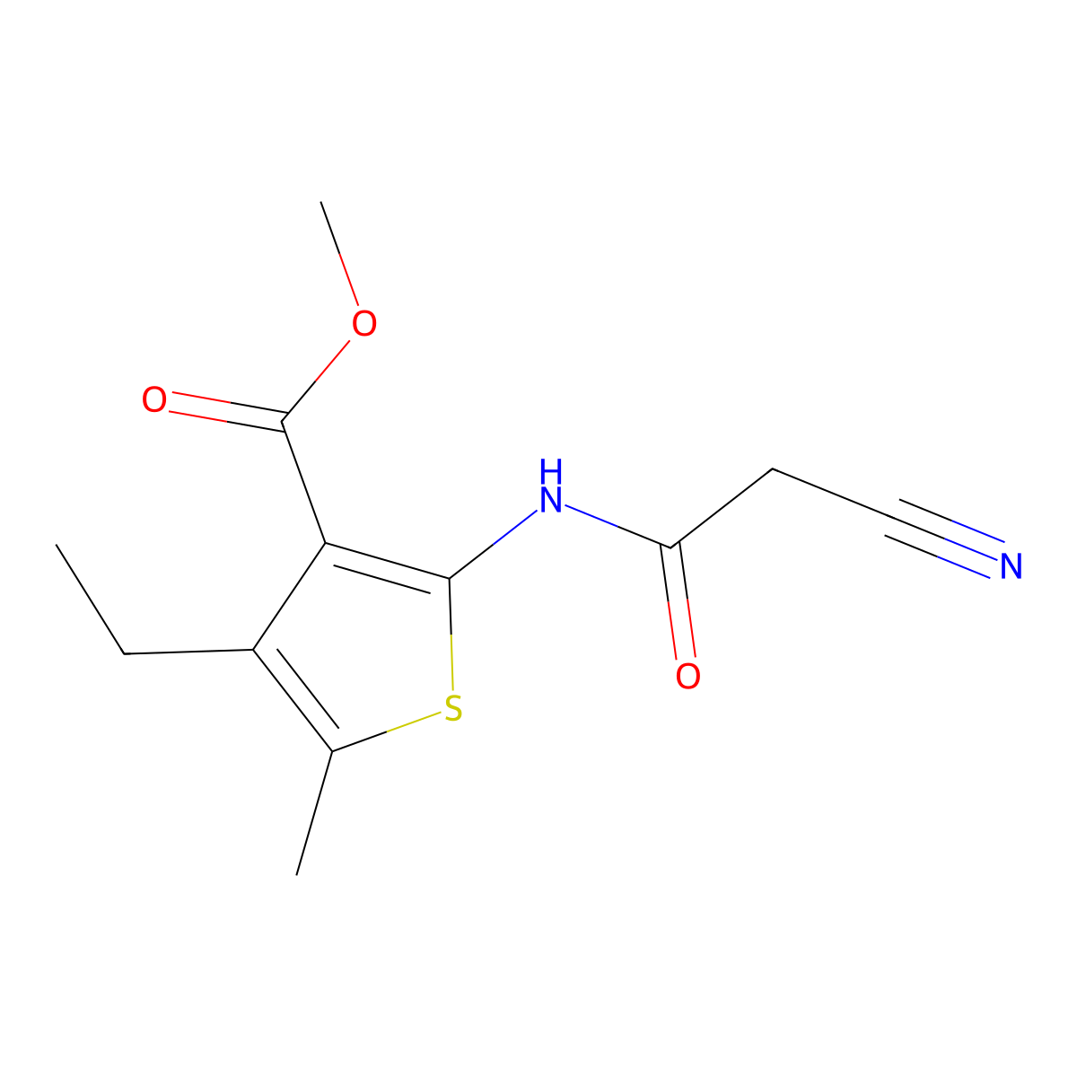Methyl 2-[(cyanoacetyl)amino]-4-ethyl-5-methylthiophene-3-carboxylate molecular structure, CAS 514219-83-1