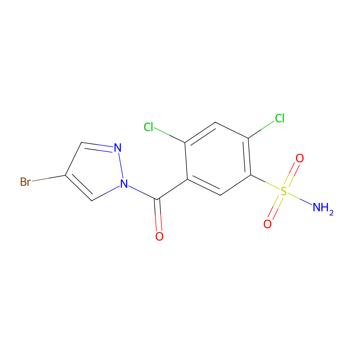 5-(4-Bromopyrazole-1-carbonyl)-2,4-dichlorobenzenesulfonamide molecular structure, CAS 514220-18-9