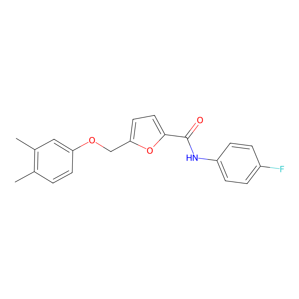 5-[(3,4-dimethylphenoxy)methyl]-N-(4-fluorophenyl)furan-2-carboxamide molecular structure, CAS 514220-25-8