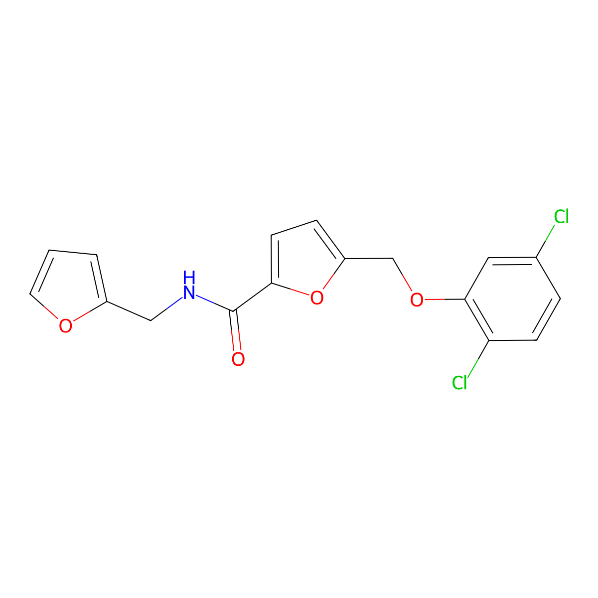 5-[(2,5-dichlorophenoxy)methyl]-N-(furan-2-ylmethyl)furan-2-carboxamide molecular structure, CAS 514220-30-5