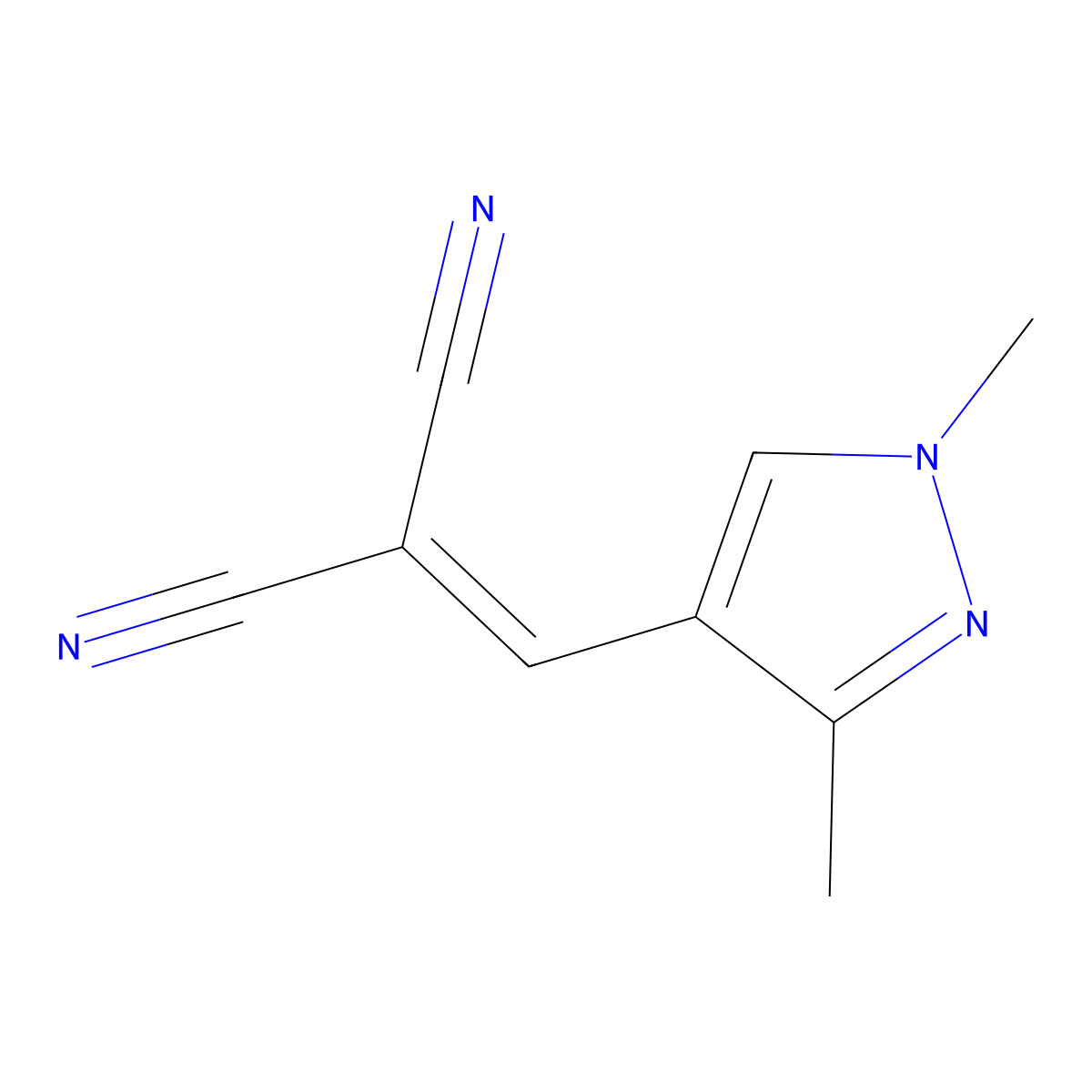 2-((1,3-Dimethyl-1H-pyrazol-4-yl)methylene)malononitrile molecular structure, CAS 514220-43-0