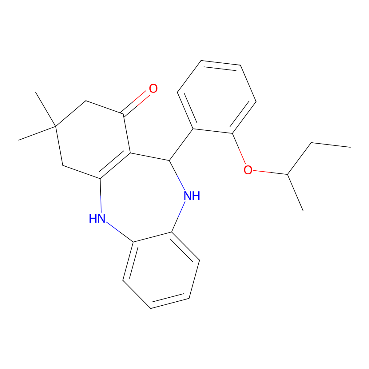 6-(2-butan-2-yloxyphenyl)-9,9-dimethyl-6,8,10,11-tetrahydro-5H-benzo[b][1,4]benzodiazepin-7-one molecular structure, CAS 514220-76-9