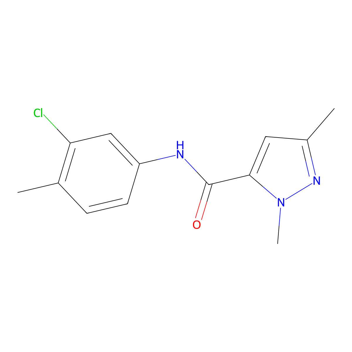 N-(3-chloro-4-methylphenyl)-1,3-dimethyl-1H-pyrazole-5-carboxamide molecular structure, CAS 514220-96-3