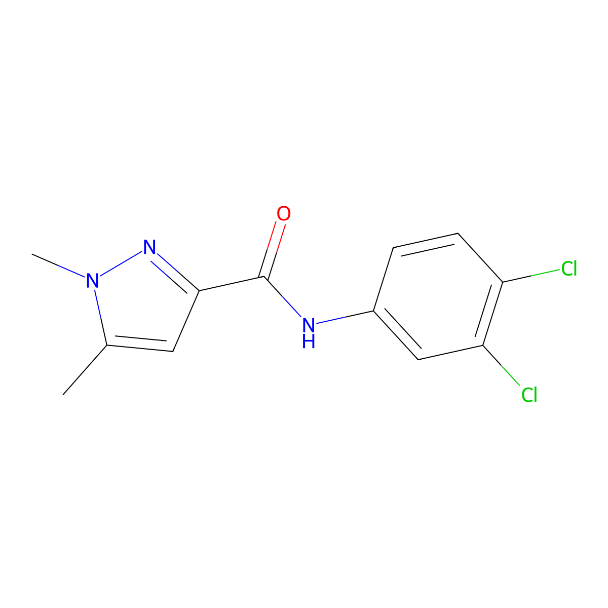 N-(3,4-dichlorophenyl)-1,5-dimethyl-1H-pyrazole-3-carboxamide molecular structure, CAS 514220-97-4