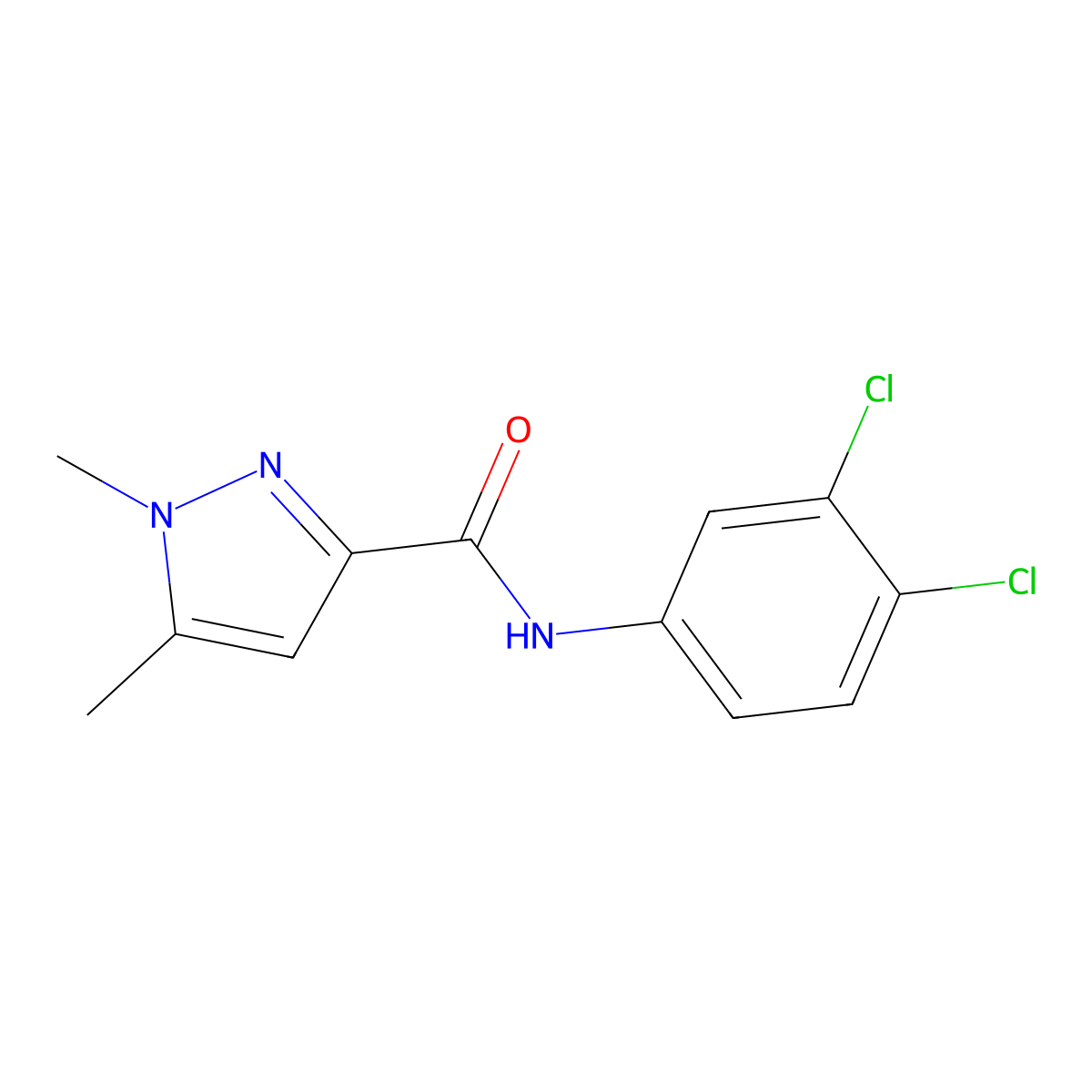 N-(3,4-dichlorophenyl)-1,5-dimethyl-1H-pyrazole-3-carboxamide molecular structure, CAS 514220-97-4