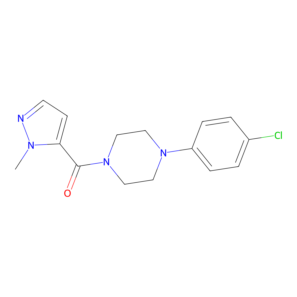 [4-(4-Chlorophenyl)piperazin-1-yl]-(2-methylpyrazol-3-yl)methanone molecular structure, CAS 514220-99-6