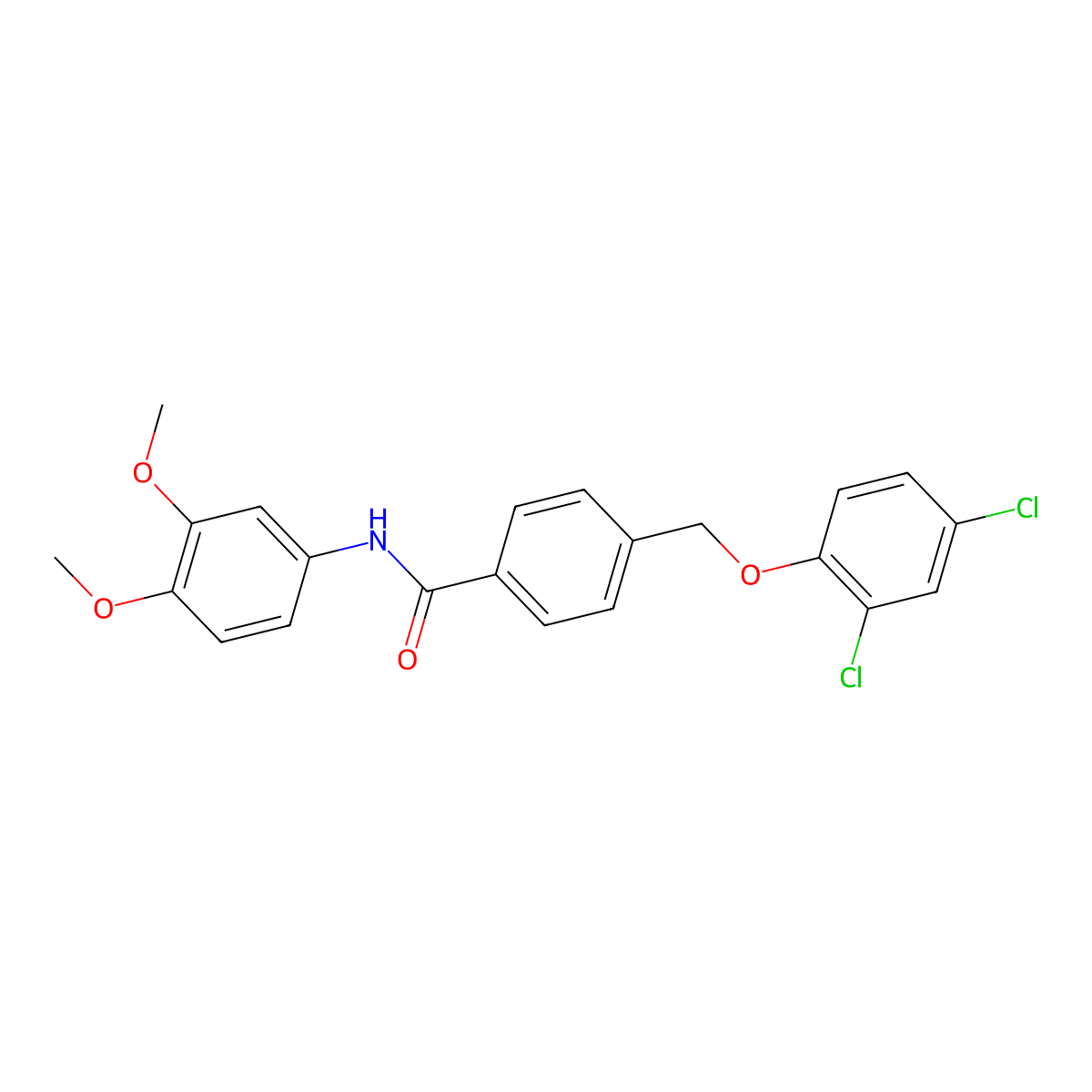 4-[(2,4-dichlorophenoxy)methyl]-N-(3,4-dimethoxyphenyl)benzamide molecular structure, CAS 514221-10-4