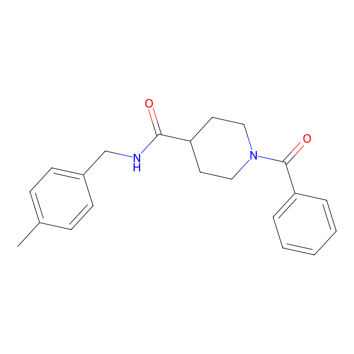 1-benzoyl-N-[(4-methylphenyl)methyl]piperidine-4-carboxamide molecular structure, CAS 514221-99-9