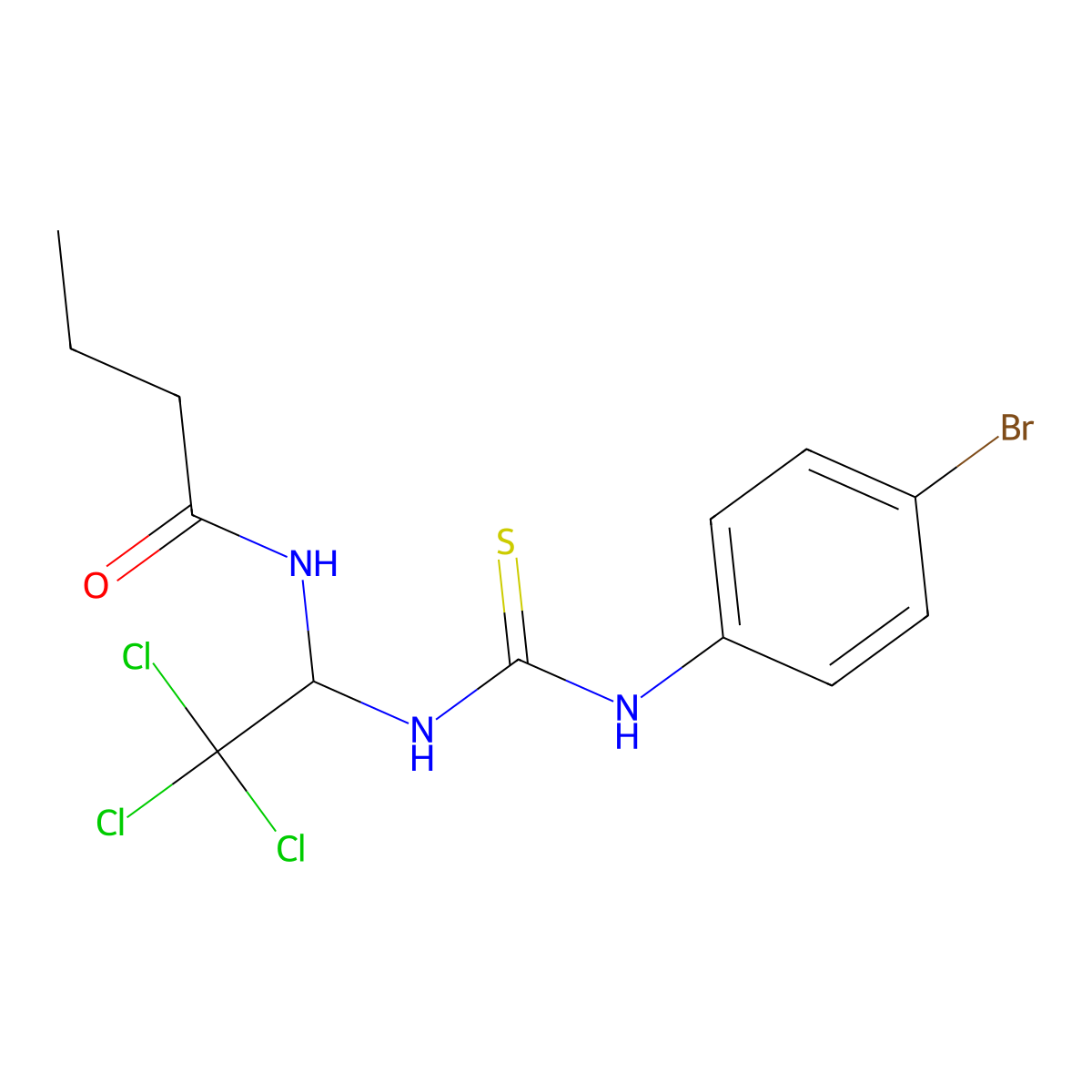 N-(1-{[(4-bromophenyl)carbamothioyl]amino}-2,2,2-trichloroethyl)butanamide molecular structure, CAS 5143-42-0