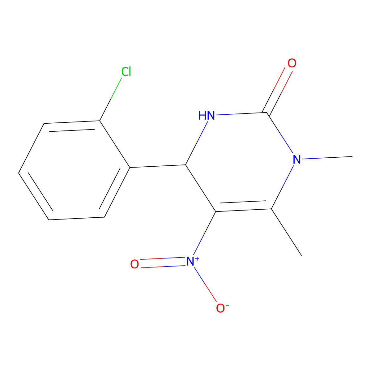 6-(2-Chlorophenyl)-3,4-dimethyl-5-nitro-1,6-dihydropyrimidin-2-one molecular structure, CAS 5143-98-6