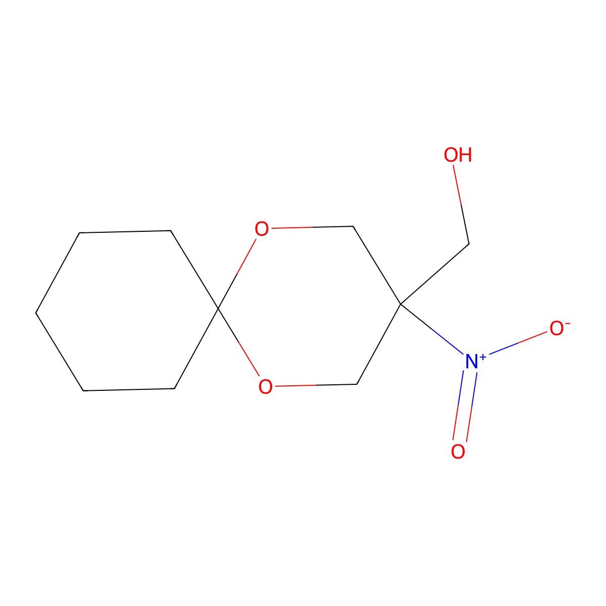 3-Nitro-1,5-dioxaspiro[5.5]undecane-3-methanol molecular structure, CAS 51430-72-9